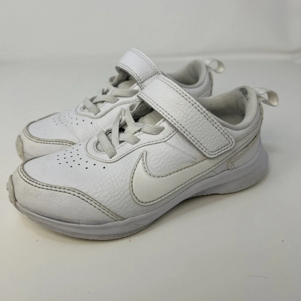 Nike Varsity Leather PSV Running Shoes,‎ Toddler Size 10.5C White CN9393-101